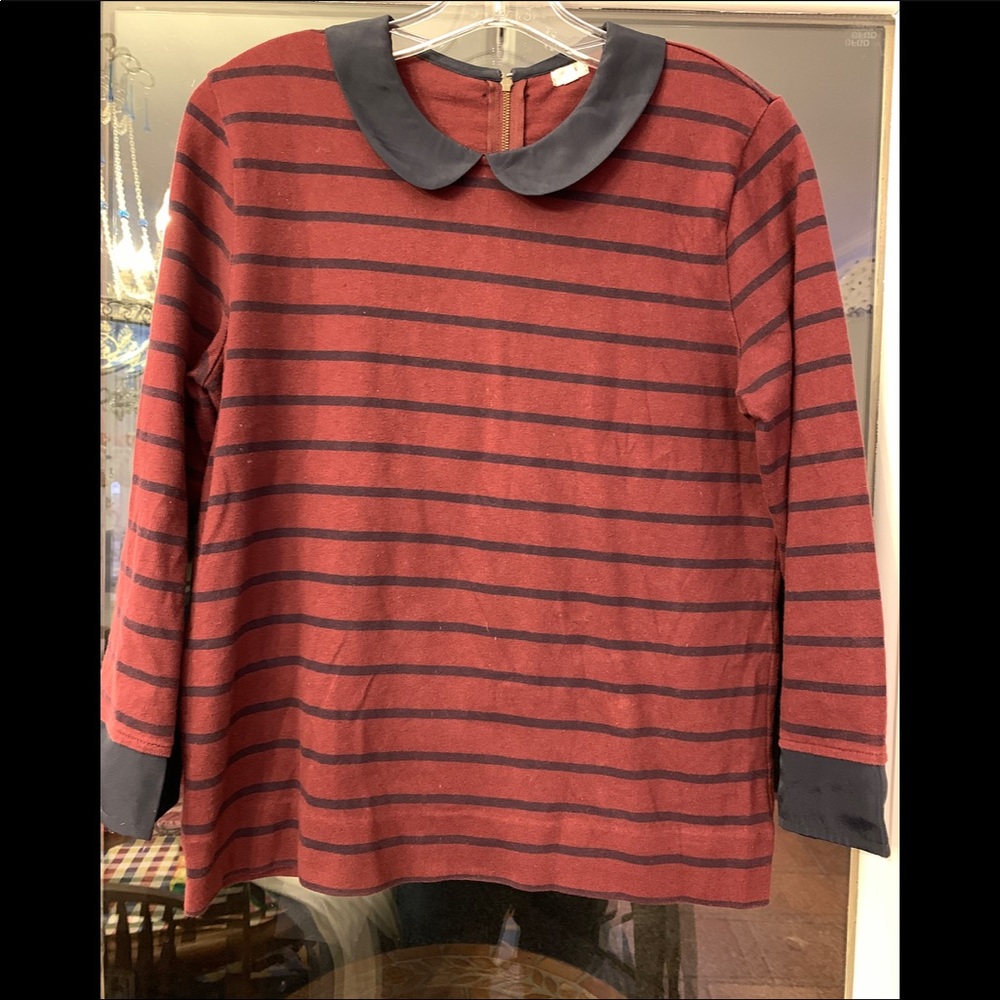 Collared J. Crew Top with Zipper Back Detail